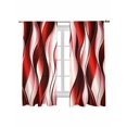 thumbnail image 2 of Sheer Curtains 63 Inches Long, Red Striped Ombre Light Filtering Window Curtains for Living Room/Bedroom, Modern Red Moire Geometric Rod Pocket Voile Sheer Curtain Drapes, 52"W x 63"L, 2 Panels, 2 of 8