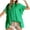 Green, variant on Women's Solid Color Casual Everyday Long-Sleeved Shirt with Stand Collar, Ruffle Sleeve Details, Stylish and Comfortable Top for Daily Wear, Office, and Casual Outings