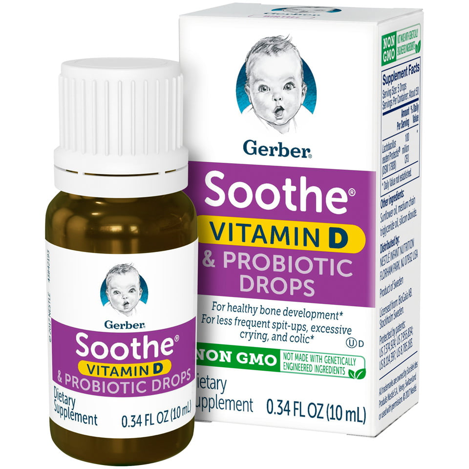 Gerber Soothe Probiotic Colic Drops With Vitamin D 034 Fl Oz Walmartcom