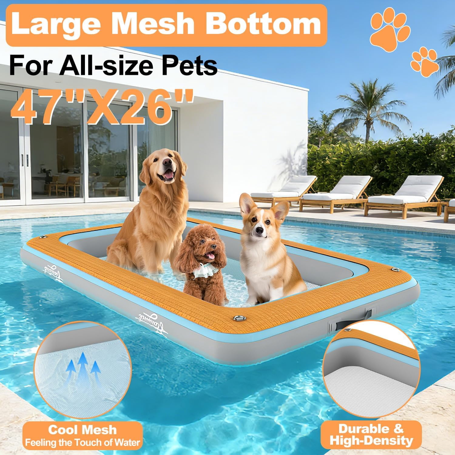 Pipopa Dog Pool Float,Pet Boat Floats for Small,Medium,Large Dogs,Inflatable Floating Bed for Pool,Boat,Lake,330LBS