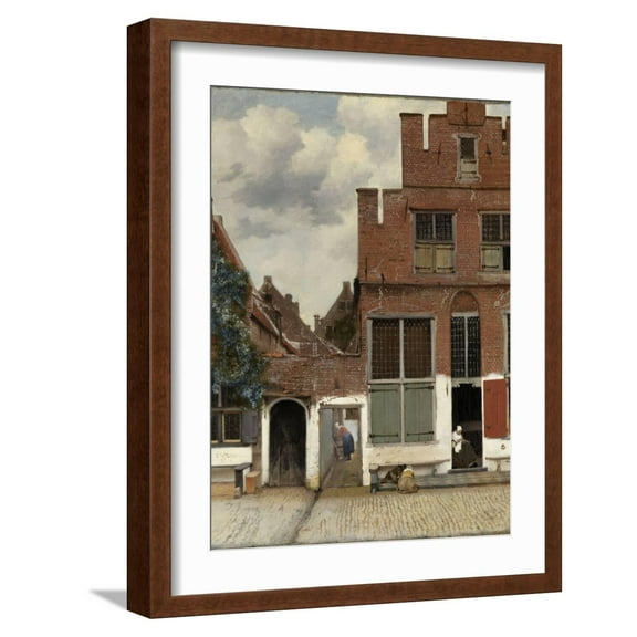 Art.com View of Houses in Delft, known as the Little Street Art Print by Johannes Vermeer, Brown Frame Wall Art, 17" x 21"