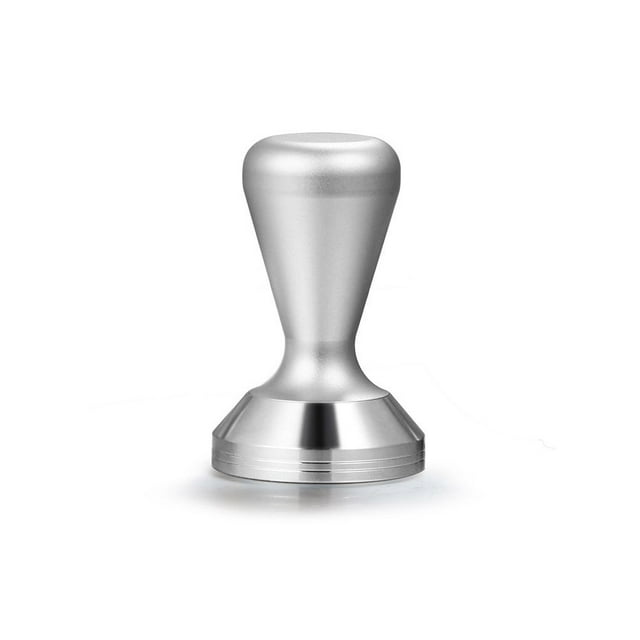 Yuarrent Tamper de presión de café Mango antideslizante de acero inoxidable Restaurante Fiesta Cocina Bebida Polvo Martillo Base plana Juegos de servir café y té Plata 53 mm