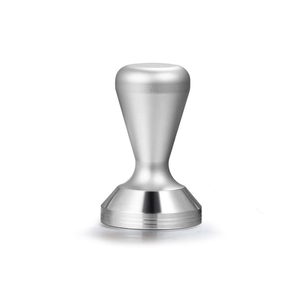 Inteprter Manipulador de café Mango antideslizante de acero inoxidable Casa Comedor Bar Café Club Cocina Reutilizable Polvo Martillo Base plana Juegos de servir café y té Plata 53 mm