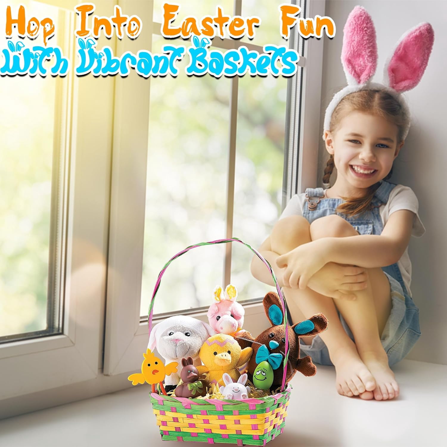 Fun Express Multicolor Rectangular Bamboo Easter Baskets - 12 Pieces