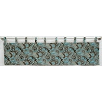 Brown & Teal Paisley Tab Top Curtains (Lined) (45 Inch Long Two Curtain Panels)