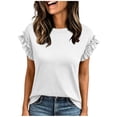 thumbnail image 2 of Neewe Womens Blouses Ruffle Sleeve Tops Round Neck Dressy Casual Outfit Spring Summer Fall Fashion Daily Clothes, 2 of 6