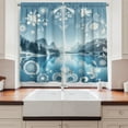 thumbnail image 3 of Ambesonne Lake Kitchen Curtains, Mountain Scenery Folk Wreath, 55"x36", Slate Blue Sky Blue, 3 of 3