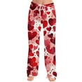 thumbnail image 5 of Hearthz Valentines Day Pajama Pants Women Love Heart Print Woman Pajama Pants Drawstring Wide Leg Women Lounge Pants, 5 of 5