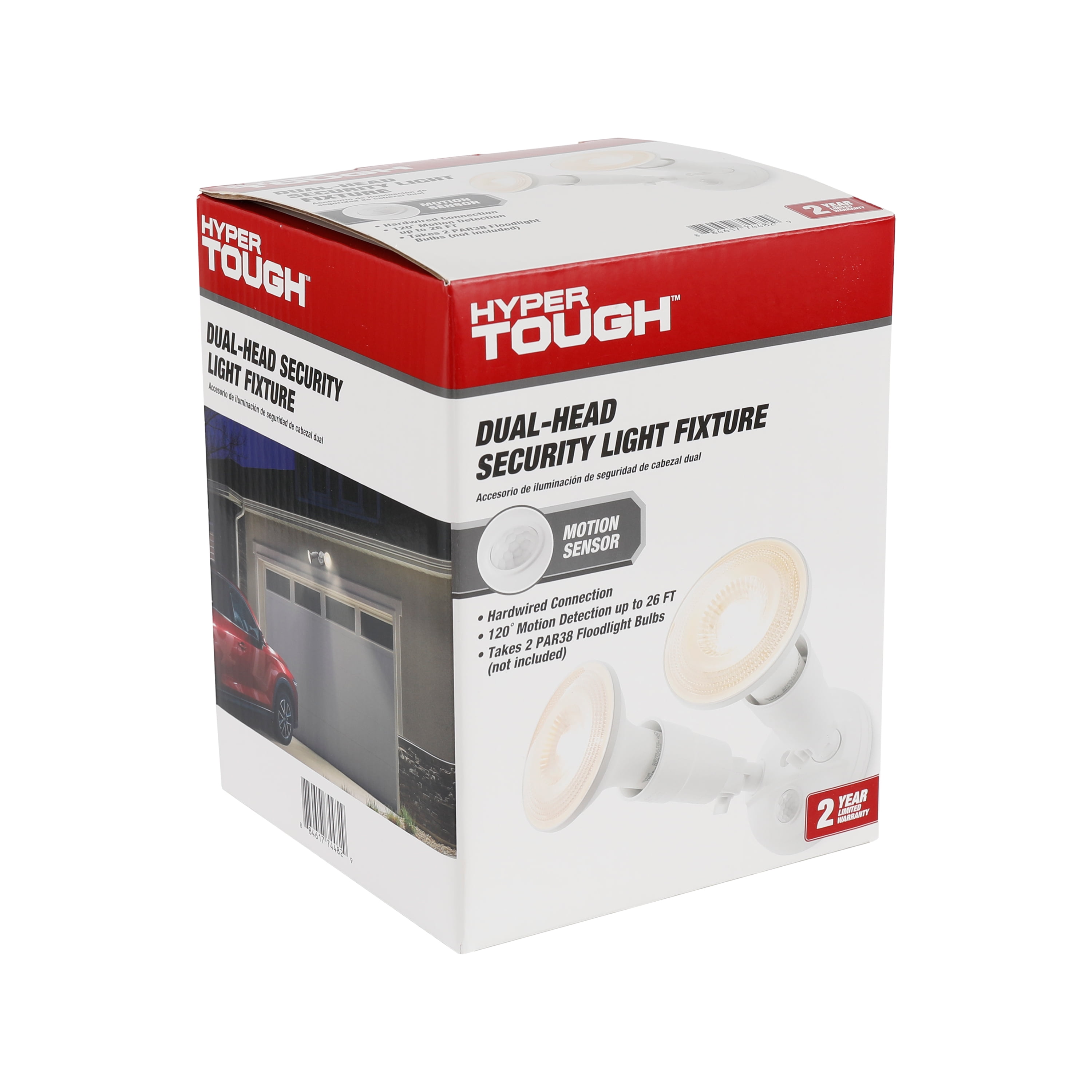 Hyper Tough Dual Head Hardwired Security Light 180-Degree Detection (Bulbs Not Included)