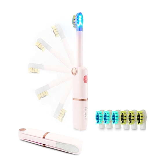 iMusthav Travel Electric Toothbrush for Adults, Battery Operated , 3 Sonic Modes, Smart Timer, 6 Brush Heads