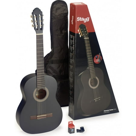 Stagg C440 M BLK PACK Classical Guitar Pack with Tuner and Gig Bag Included - Black