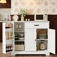thumbnail image 3 of Coffee Bar, 42" Kitchen Storage Cabinet with Adjustable Shelves & 8 Shelves & Drawer, Sideboard Buffet Cabinet for Kitchen, Dining Room - White, 3 of 8