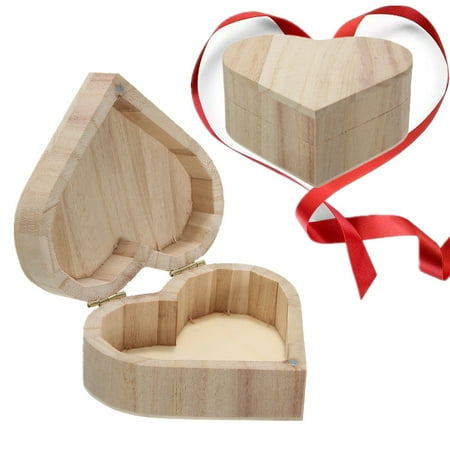 M Way Heart Shape Diy Wooden Wood Jewelry Box Ring Earrings Case Heart Shape Diy Wooden Wood Jewelry Box Ring Earrings Case Gift Unfinished Unpainted Plain Ready To