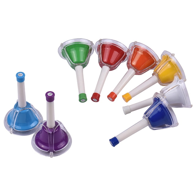 8 Note Diatonic Metal Bell Colorful Handbell Hand Percussion Bells Kit Musical Toy for Kids Children for Musical Learning Teaching