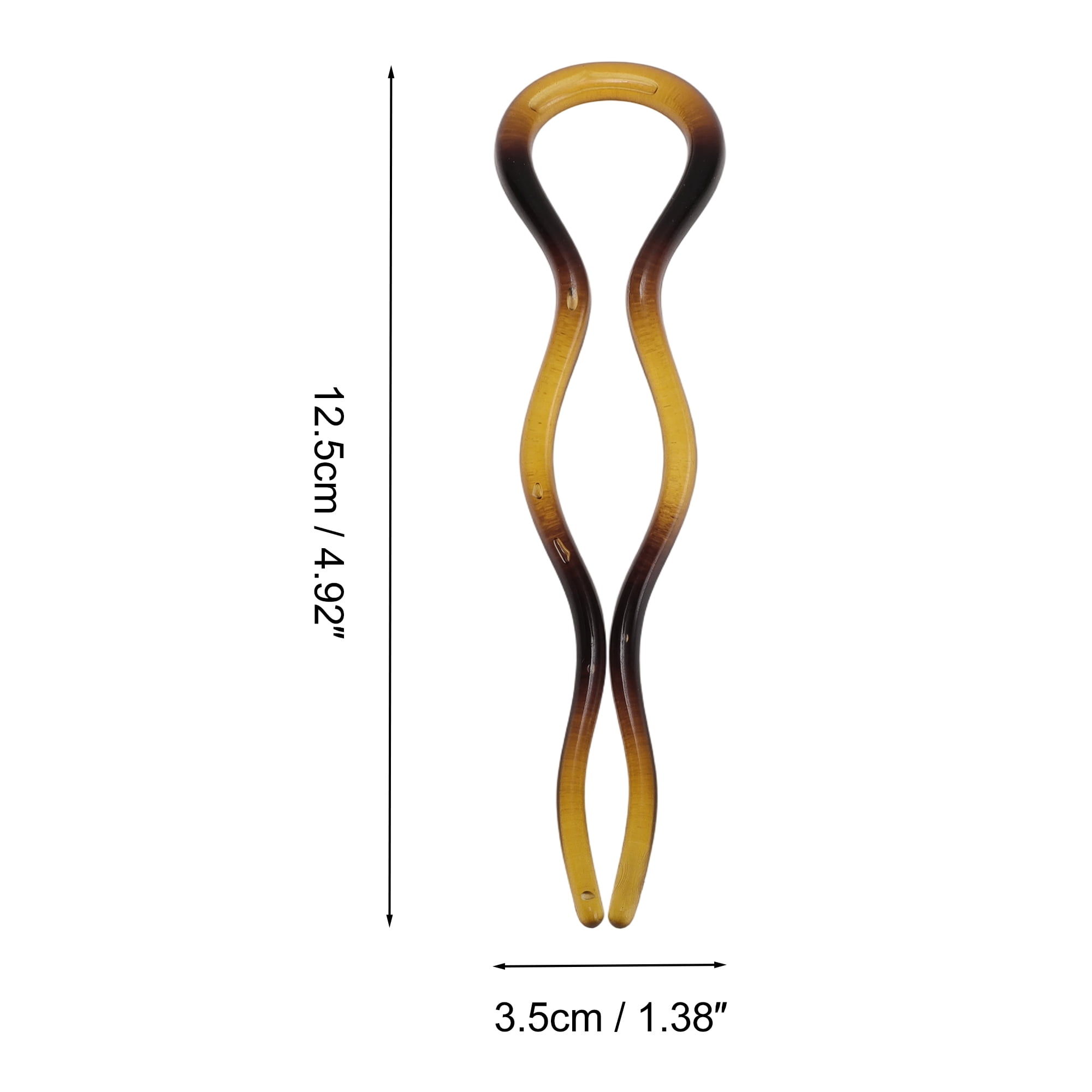 Unique Bargains U-shaped Hair Pin 4.92"x1.38" 1 Pc Matte Yellow Brown