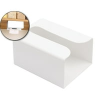 VQPeo Wall Mounted Tissue Box Holder, Punch-Free Kitchen Bathroom Paper Organizer(White)