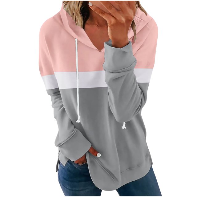 Yuyuzo Womens Sweatshirt Hoodies Fall Casual Long Sleeve Drawstring Hooded Pullover Solid Color Tops Blouse