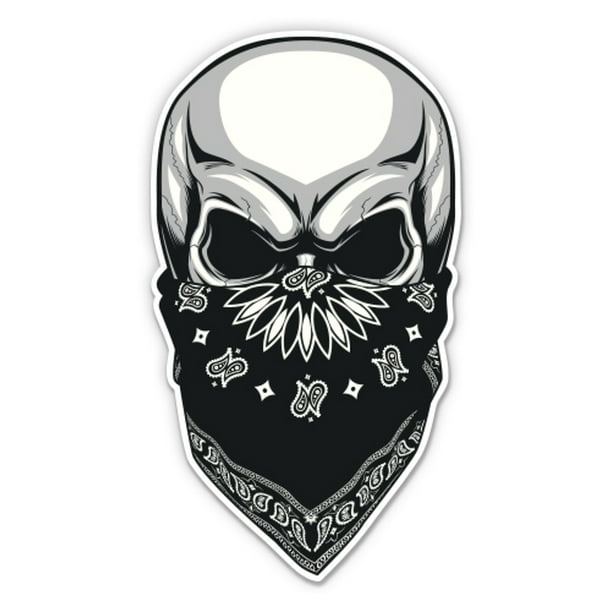 Skull Bandana Mask Biker 3" Vinyl Sticker For Car Laptop Water