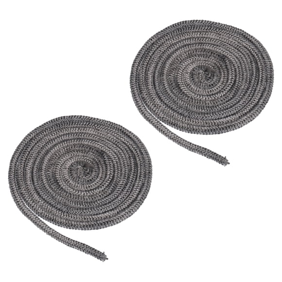Unique Bargains 1/4'x 86' Wood Stove Gasket, 2Pcs Graphite Fiberglass Round Type High Temperature Resistance Seal Rope, Black