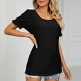 thumbnail image 3 of Black XXL WIZUTIZ Womens Blouses Holiday Saving Sports Plus Plus Size Cotton Soft Blouse Round Neck Loose Fit Short Sleeve Shirts Linen Ladies T-shirt Fashion Work Out Tshirts Ultra Soft Solid Tee Ts, 3 of 4
