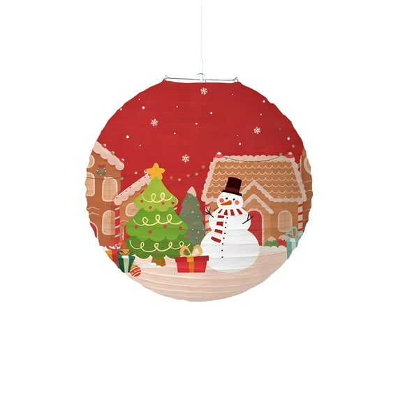 2pcs Christmas Paper Lanterns – Snowman, Santa & Reindeer Hanging Decorations for Xmas Party, Home, Classroom, or DIY Holiday Crafts