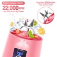 thumbnail image 3 of Licuadora portátil, MIAOKE Licuadora de batidos, mini licuadora personal con seis cuchillas en 3D, taza de exprimidor recargable USB para el hogar, la oficina y el aire última intervensión (rosa), 3 of 5