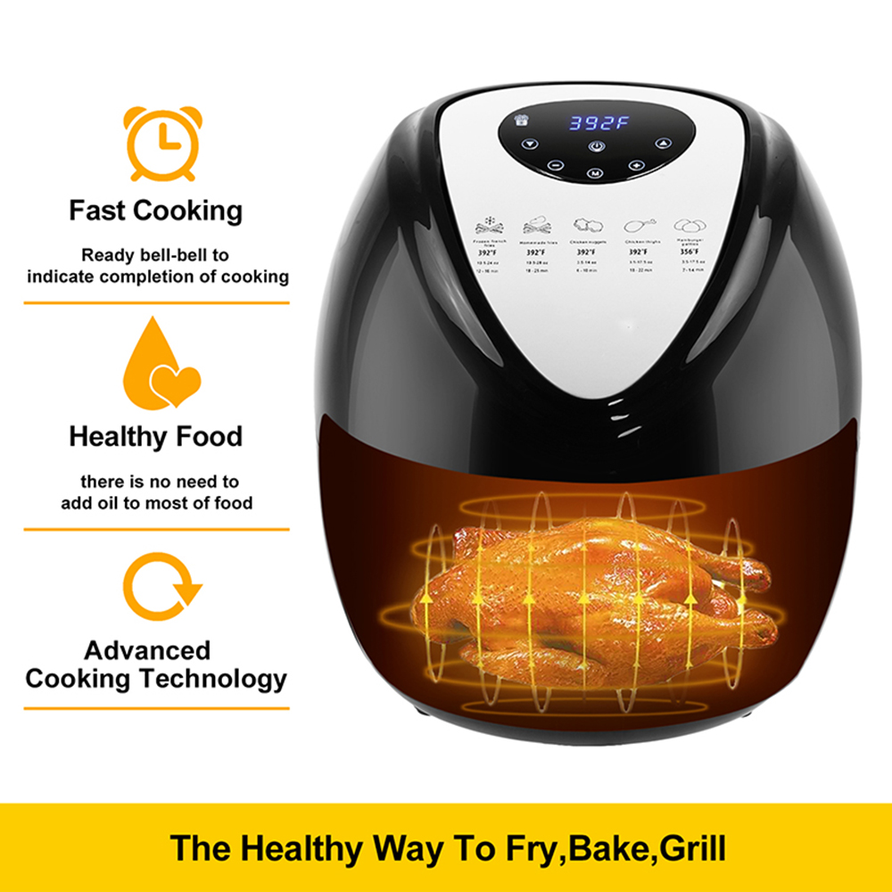 6.8QT 1800W Large Air Fryers with Digital Touch Screen Non-stick Basket US