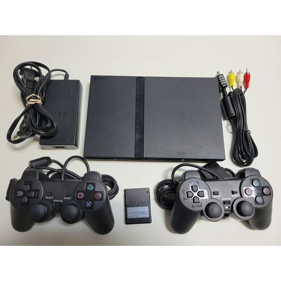 Pre-Owned Sony Playstation 2 PS2 Slim console with 2 BRAND NEW Controllers E