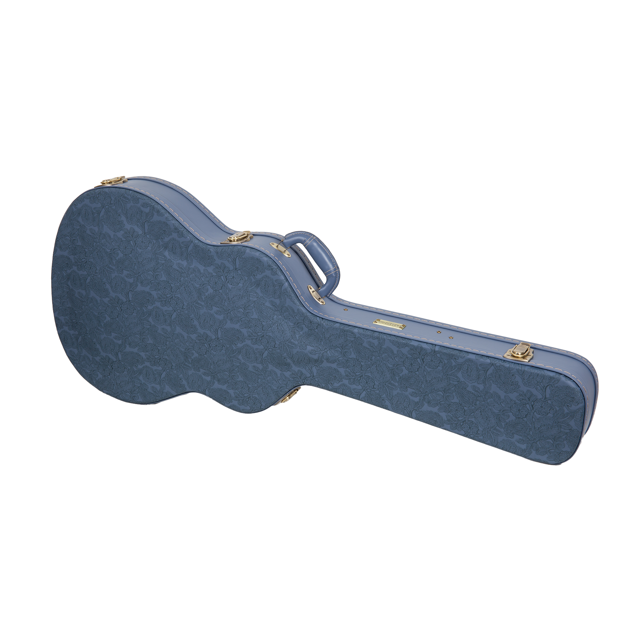 Crossrock Relief Series - Premium Wooden Case for 335 Style 6-string Semi-Hollow Electric Guitars, featuring a Highly Textured Surface and Mink Imitation Fleece Interior - Smoke Blue