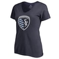 thumbnail image 2 of Women's Navy Sporting Kansas City Primary Logo V-Neck T-Shirt, 2 of 3
