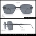 thumbnail image 3 of Luxury Rimless Rectangle Metal Pyramid Stud Jewel Arm Metal Rim Sunglasses Silver - Blue, 3 of 8