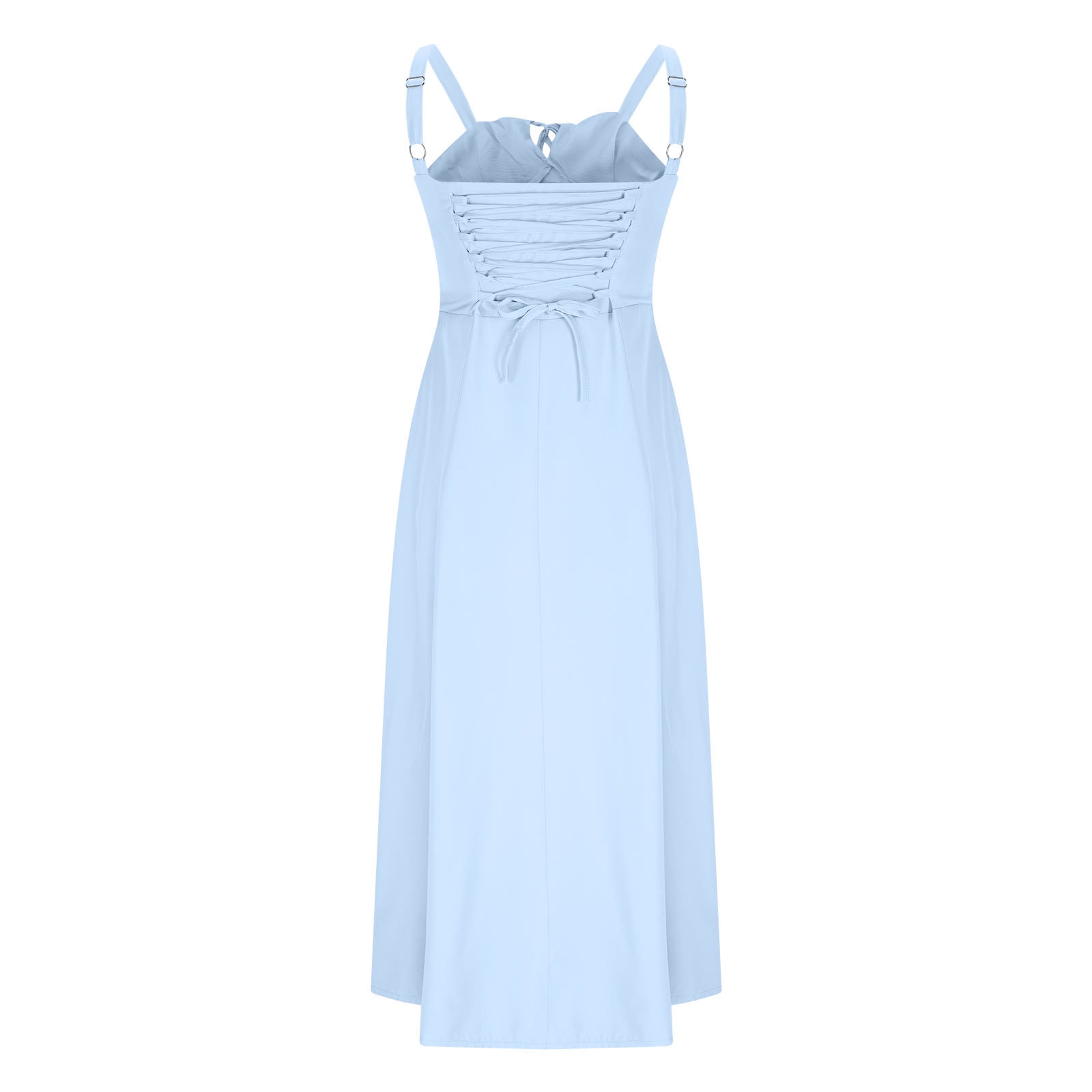 Women's Dressy Midi Dresses Solid Side Split Corset Dress Flowy Graduation  Dress Lace Up A-line Sundress for Cocktail - Walmart.com