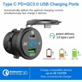 thumbnail image 2 of Cargador rápido para automóvil USB C 12V / 24V QC 3.0 64W Cargador USB impermeable de doble pellizco con voltímetro LED para automóvil Aarine Motocicleta Barco Caravana WHWY, 2 of 5