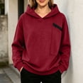 thumbnail image 5 of Tqcoqu Women's Hooded Sweatshirt with Zip Chest Pocket,Drop Shoulder Long Sleeve Casual Pullover Tops,2026 Fall Winter Trendy Clothes,Wine Women's S-XXXL, 5 of 6