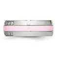 thumbnail image 3 of Auriga Fine Jewelry Stainless Steel Polished Pink Ceramic CZ Ring for Women Size 6, 3 of 6