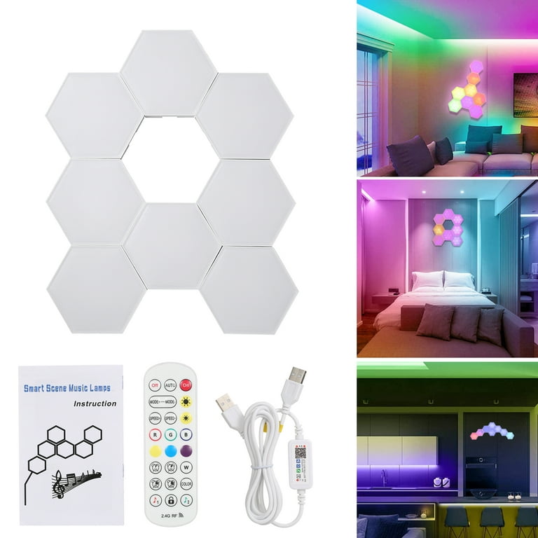 Neoglint Hexagon Lights, RGB LED Wall Light with APP Smart Control, Modular  Light Panels DIY Geometry Splicing Light Panels for Game Room, Living Room,  Party, 8 Packs 