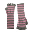 thumbnail image 3 of Gravity Threads Long 11" Knit Arm Warmer Warm Fingerless Gloves, Pink/Grey, 3 of 3