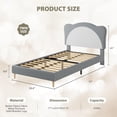 thumbnail image 2 of Ourlova Twin upholstered Bed Frame for - Adjustable Scallop Headboard with Velvet Platform - No Box Spring Needed-Gray + White, 2 of 7