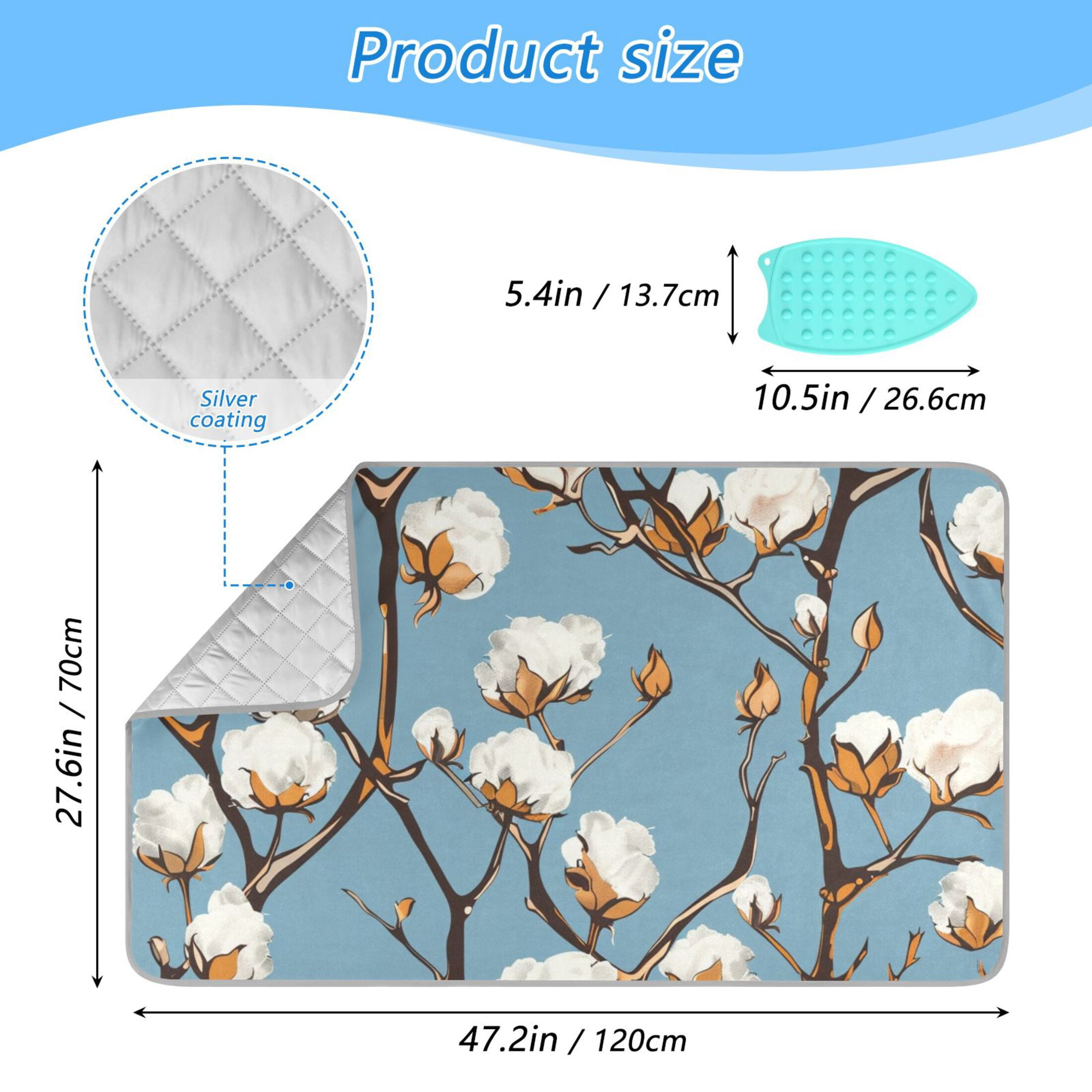 Cotton Tree Oil Painting Ironing Mat Blanket Portable Travel Ironing Pad Heat Resistant Pad 47.2" x 27.6”