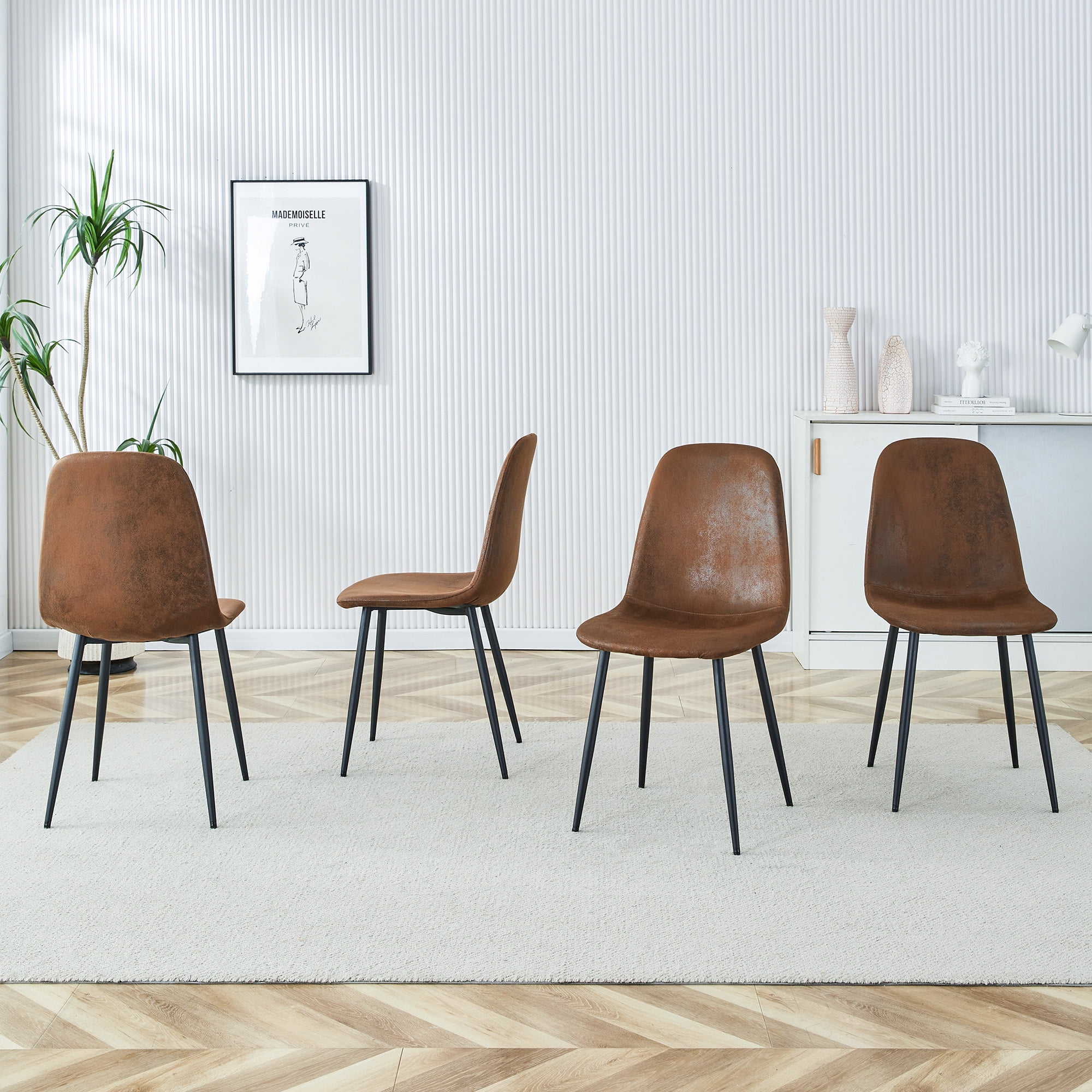 Noble House A set of 4 modern medieval style restaurant cushioned side chairs