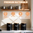 thumbnail image 5 of Tea Coffee Sugar Canisters Set 3-Piece Airtight Metal Food Storage Tins with 5ml Spoon and Sugar Tongs Canisters Set with Wooden Lids for Kitchen Counter Organization (Black 15cm H), 5 of 5