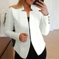 thumbnail image 3 of Xuemjiao Womens Blazers Women's Autumn Solid Color Zippered Cuffs Button Suit Jacket Suits for Women Chaquetas De Mujer Elegantes (White,XL), 3 of 4