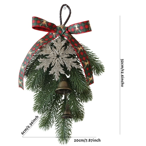 CuiLiyq Christmas Teardrop Swags, Artificial Norfolk Pine Teardrop Wreath with Bowknot, Red Berries and Pine Cones Hanging Garland Greenery for Front Door Indoor Outdoor Wall Window Xmas Decor (C)