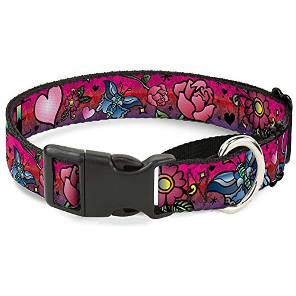 buckle-down mgc-w31213-l love pink martingale dog collar