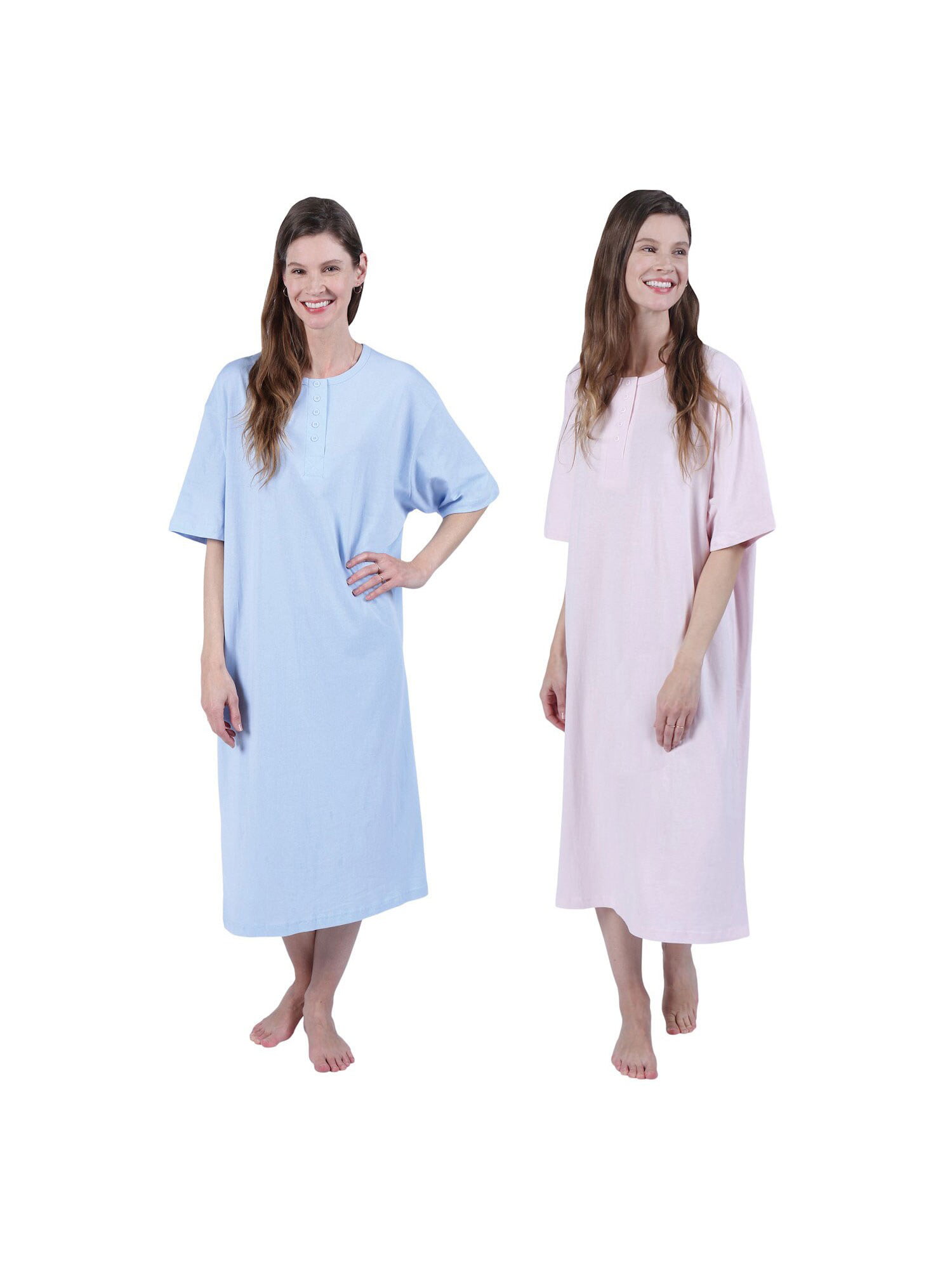 Missy Pajama Sleep Shirt Set CATALOG CLASSICS Womens 2-Pack Long Henley Nightshirts 46 L 