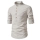 thumbnail image 1 of Blusa y camisa de manga larga con cuello alto para hombre, informal, con botones y rayas, blusa de manga larga con cuello alto, blusa para hombre, 1 of 9