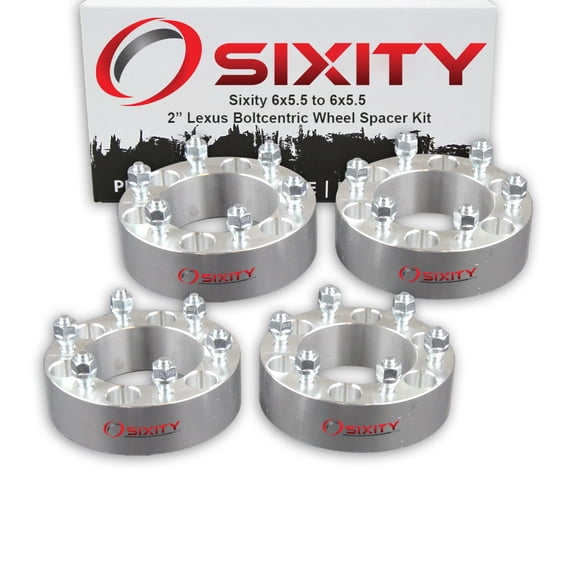Sixity Auto 4 pc 2" 6x5.5 Wheel Spacers compatible with Lexus GX470 LX450 M12x1.5mm 1.25in Studs Lugs