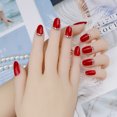thumbnail image 4 of 24 Pcs/Set Faux Ongles Longs Rouges Paillettes Strass Mariage Couverture Complète Faux Ongles avec Colle Faux Ongle, 4 of 7