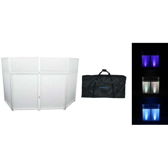 Rockville Rockbooth XL White Outdoor Backyard Party Pro DJ Booth Facade 2 Scrims