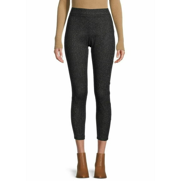 Nanette Lepore Women's Houndstooth Metallic Shimmer Stretch Dress Skinny Pants-Black / M